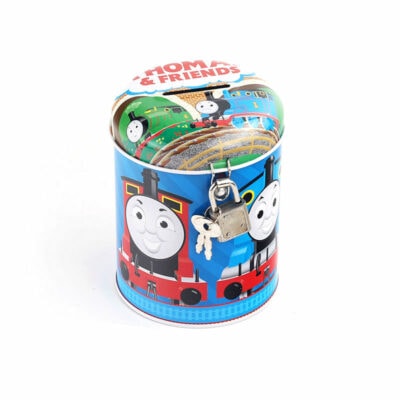 colorful metal tin box for coins bank
