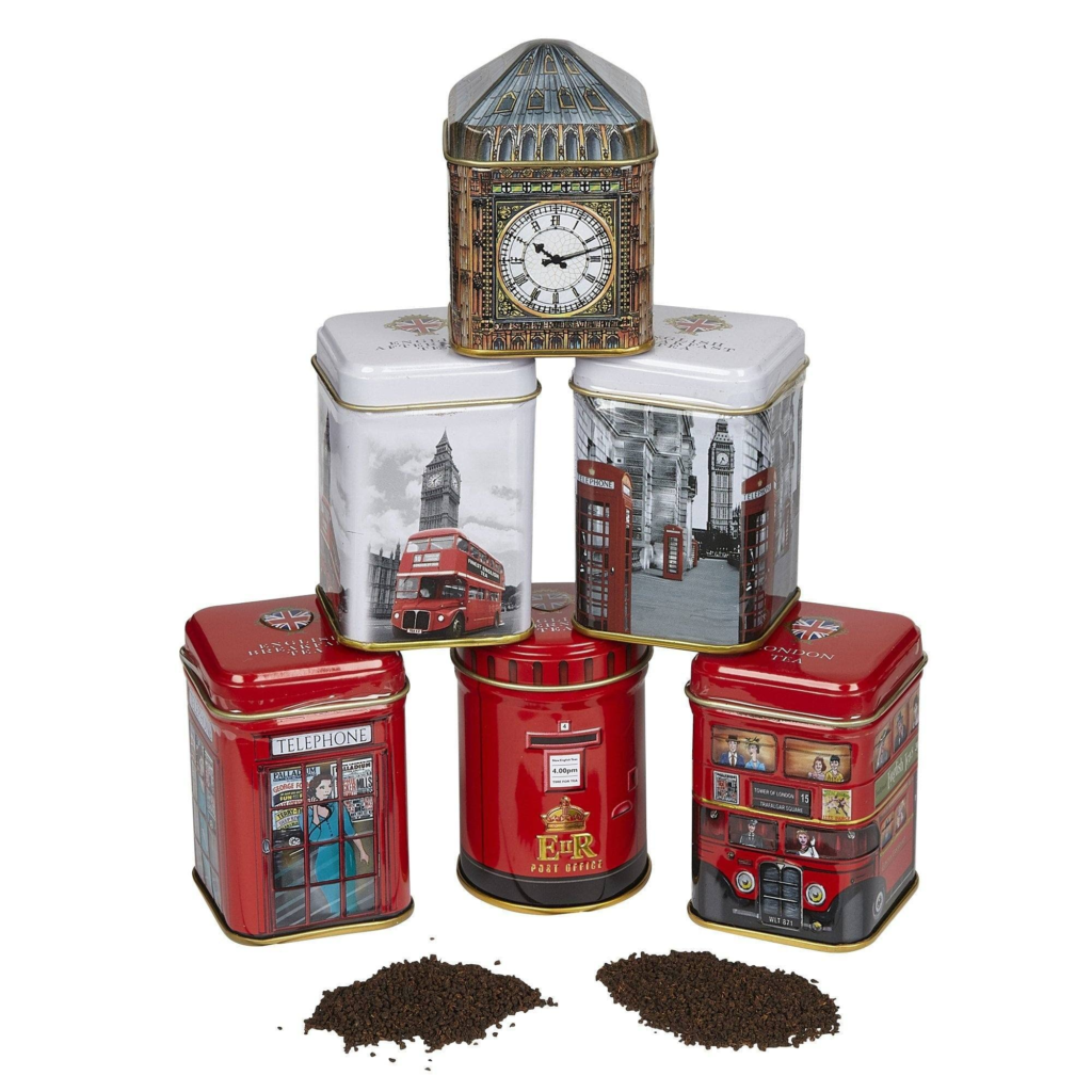 Iconic London Sights 6 Special Tea Tins with Fine English Loose Leaf Tea